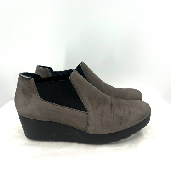 Mephisto Tosca Gray Leather Wedge Air Jet Bootie Women's 9 - Picture 1 of 10